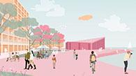 Visualisierung: Bebauung längs der Uferpromenade